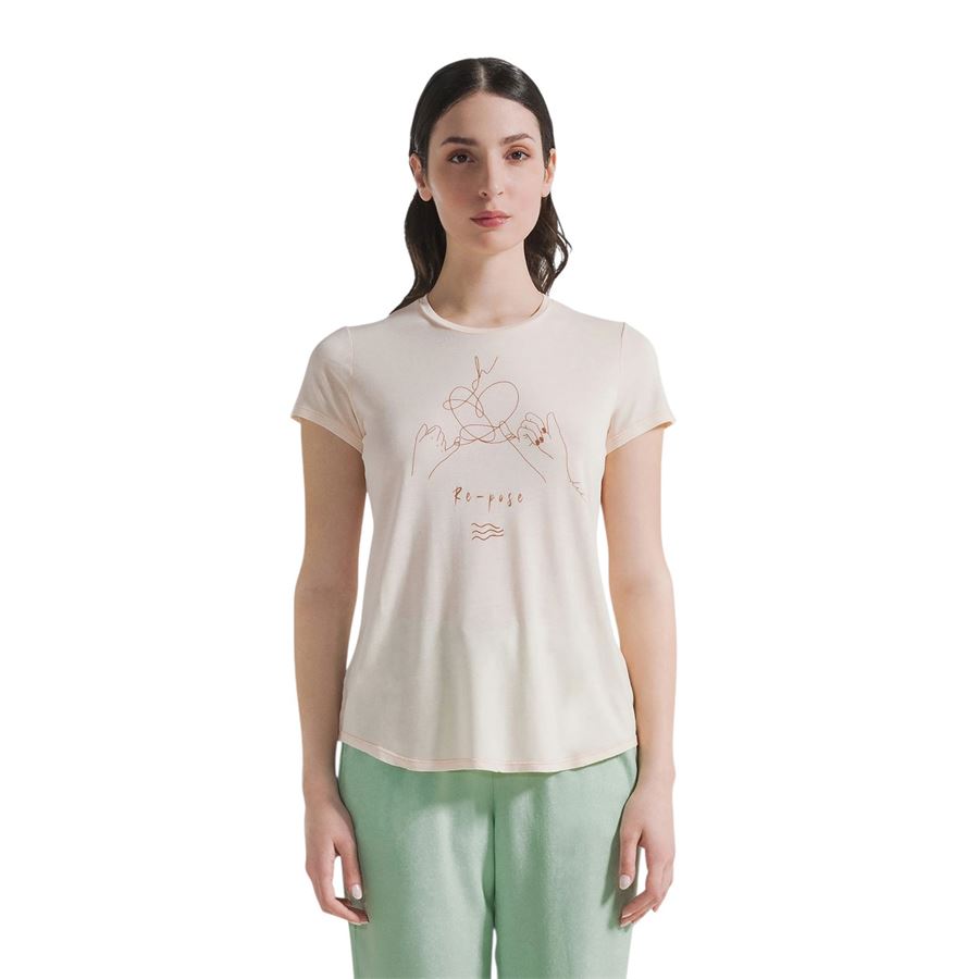 T-shirt manica corta da donna in viscosa con grafica yoga Deha | D2213137303